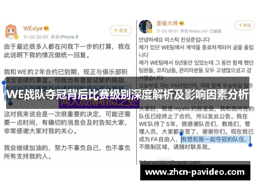 WE战队夺冠背后比赛级别深度解析及影响因素分析