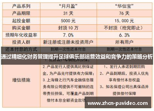 通过精细化财务管理提升足球俱乐部运营效益和竞争力的策略分析